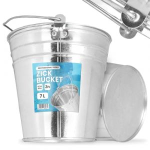 Seau 7L Métal Eau Zinc Tôle Acier Galvanisé Jardin Robuste Travaux Construction Metallique Nettoyage Mortier Ciment Déchets Charbon Plantes Sable (Instalguru-fr, neuf)