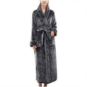 NSICBMNO Robes de chambre longues pour femmes UK Peignoirs moelleux Peignoirs de bain en polaire Pyjamas d'hiver Robe de chambre de luxe en velours pour dames Cardigans &eacute;pais Robe en peluche avec (NSICBMNO - IUsure, neuf)