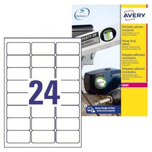 Avery Zweckform L4773&ndash;8 Outdoor Film &Eacute;tiquettes (A4, 192 &eacute;tiquettes, r&eacute;sistant aux intemp&eacute;ries, 63,5 x 33,9 mm) 8 feuilles, blanc (Conrad Electronic France, neuf)