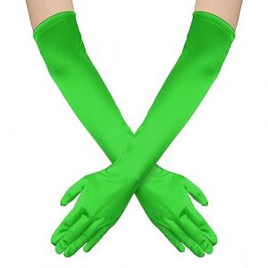 NQEUEPN Long Gants Femme, 52cm Long Gants Satin Gants Opéra Extensibles des Années 1920 Soins des Mains Gants Hydratants pour Femmes Filles Soirées Dansantes(vert foncé) (Jenniy, neuf)