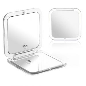 Qianyu Miroir compact pour homme, femme, fille, miroir de poche grossissant x15, petit miroir de maquillage pliable pour sac &agrave; main, sac &agrave; main, miroir cosm&eacute;tique double face (jaspertree, neuf)