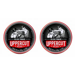 Uppercut Deluxe, Deluxe Pomade, Pomade Professionnelle à Base d'Eau pour Créer des Looks Intemporels et Classiques, Maintien Fort et Brillance Élevée, Produit Capillaire pour Hommes 2 x 100g (Solretail LTD, neuf)