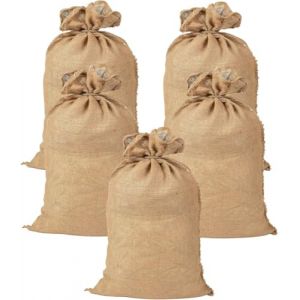 Sac Toile Jute Premium, 5 Sacs Toile de Jute Grand Format - Sac à gravats Chantier – Sac Jute Pomme de Terre – Sac Jute Noel réutilisable (60x105 cm) (MARKET UMARU BALDE SAICO S.R.L., neuf)