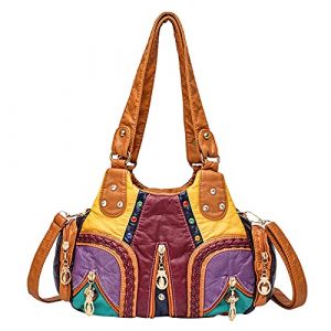 PORRASSO Femme Sac &agrave; Main Mode Sac D'&eacute;paule Hobo Sacs Sac &agrave; Bandouli&egrave;re Souple en Cuir PU Sac de Messager pour Bureau &eacute;cole Shopping Multicolore (ASPOTEC SRL, neuf)