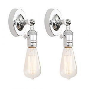 Phansthy Lot de 2 appliques murales vintage - &Eacute;clairage mural industriel - Pour loft - Pour cuisine, miroir, salle de bain - Couleur chrom&eacute;e (Phansthy Technology, neuf)
