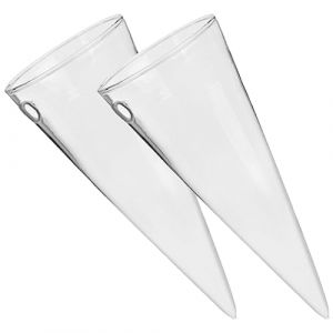 HOMSFOU Lot de 2 vases muraux en verre - En forme de c&ocirc;ne - Transparent - &Agrave; suspendre - Bouteille de plantes succulentes - Terrarium - Poisson - Station de culture - Pi&egrave;ce ma&icirc;tresse pour (HappiQee, neuf)