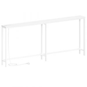 HOOBRO Console Meuble avec multiprise, Table Console avec Station de Charge, Bout de Canap&eacute; &eacute;troit, Console derri&egrave;re Le canap&eacute;, pour entr&eacute;e, Couloir, Hall, Blanc EWW205CXG01 (HOOBRO FR, neuf)