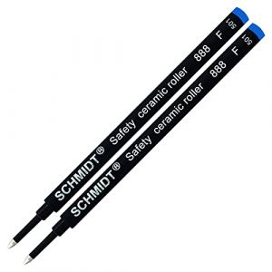 Schmidt 888 Lot de 2 recharges &agrave; pointe fine (0,6 mm) Encre bleue Tube en plastique Corps en acier inoxydable (Creoly, neuf)