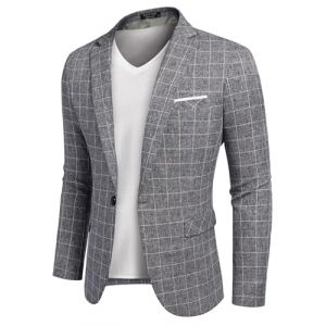 COOFANDY Veste Blazer pour Homme - Veste de Costume d'automne Moderne - Coupe Confortable - Gris foncé - Taille à Carreaux Blazer à Carreaux 3XL - Gris Foncé 3XL (COOFANDY EU, neuf)