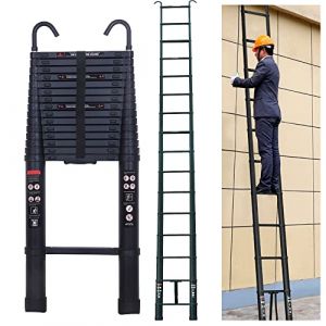 6.2M &Eacute;chelle T&eacute;lescopique avec 2 Crochets Amovibles Portable &Eacute;chelle Pliant en Aluminium Telescopic Ladder EN131 pour Attic/Grenier 150kg Charge (G-Star888, neuf)