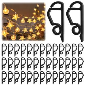 Axinyijia 120 Pièces Crochet Guirlande Exterieur, Clips Lumineux de Noël pour Guirlande Lumineuse Exterieure, Accroche Guirlande Exterieur pour Décoration Extérieure de Noël (noir) (Linan-EU, neuf)
