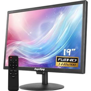 Suprlipy 19 Pouces FHD Petit Moniteur IPS écran d'affichage LCD 1440x900 60Hz 16:10 avec entrée HDMI BNC VGA AV USB Haut-parleurs intégrés pour caméra de sécurité CCTV DVR PC RasPi (Suprlipy, neuf)