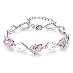 Leafael Collier &agrave; pendentif femme en Pierre de Souhait, collier femme argent&eacute; ou plaqu&eacute; or rose avec cristaux de pierre de naissance, Sans allergie bijoux femme avec bo&icirc;te cadeau (Leafael Jewelry USA Official Brand Store, neuf)