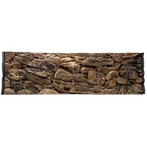 WYSKONT Fond d'aquarium 3D Lesbos - Fond d'aquarium - Accessoires d'aquarium - Fond - Décoration d'aquarium - 150x50 cm en Deux Parties - Couleur Marron - Aquarium Grand (WysKonT, neuf)