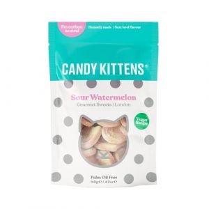 Candy Kittens Bonbons végétaliens – Pastèque aigre (140 g, lot de 1) – Friandises pétillantes sans désagréments, collation végétalienne à base de plantes avec vrai jus de fruits, idéal pour cueillir (The Marvellous Group, neuf)