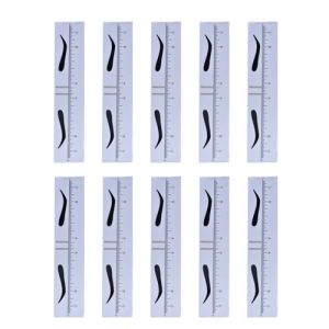 Lot de 10 règles de mesure professionnelles pour sourcils - Outil de mesure de la position des sourcils équilibrée - Pochoir de mesure de maquillage - Accessoire universel (BAIdangf, neuf)