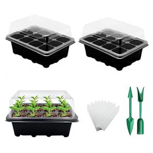 FainFun Mini Serre avec Couvercle, 3 Pi&egrave;ces Bac &agrave; Semis Mini Serre, Plateau de Germination en Plastique avec Couvercle, Kit de Germination pour Semis avec 2 Petits Outils de Jardin + 10 &Eacute;tiquettes (JUNQIAN, neuf)