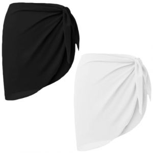KIRZAX 2 Pi&egrave;ces Pareo Femme Plage, Par&eacute;o Boh&egrave;me Wrap Robe, Mousseline Wrap de Plage,Mousseline Sarong,Sarong Couverture de Bikini,Semi Transparent pour Maillot de Bain (VLAD SHOP ADV, neuf)