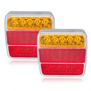 AOJO 2 PACK 12 V LED Feux de Remorque, &Eacute;clairage de Camion &Eacute;tanches 5-Fonctionnel - Clignotants, Feu de freinage, Feu de position, Feu de Plaque D'immatriculation, R&eacute;flecteurs (WANGAOJO-EU, neuf)