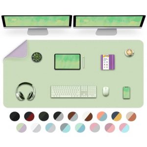 Sous-main double face, grand sous-main imperm&eacute;able et protecteur de bureau en cuir synth&eacute;tique pour clavier et souris, 120 x 60 cm, matcha + violet (Phoenix-UK, neuf)