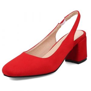 OALEEN Escarpins Femme Et&eacute; Petit Talon Bloc Bout Carr&eacute; Bride Arri&egrave;re Chaussures Ouverte Slingback Soir&eacute;e Mariage Rouge 39 (OALEEN VOGUE, neuf)