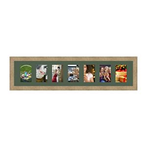 Cadres Photos pêle mêle multivues Vert Foret 7 Photo(s) 10x15 Passe Partout, Cadre Photo Mural 94x20 cm Naturel Beige, 3.5 cm de Largeur (RK Cadres, neuf)