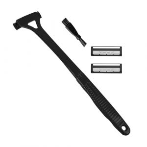 Rasoir &agrave; manche long pour homme avec 2 t&ecirc;tes - Ergonomique - Pour salle de bain - Douche - Manuel d'utilisation - Outil d'&eacute;pilation pour le corps humide et sec - Outil pour noir (kilnbright, neuf)