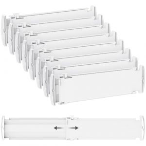 Lifewit 8 s&eacute;parateurs de tiroirs, ajustables pour tiroirs, longueur int&eacute;rieure 35 &ndash; 55 cm et hauteur > 10,5 cm, organisateur de tiroirs, pour armoire, commode, bureau, cuisine, blanc (Lifewit Home FR, neuf)
