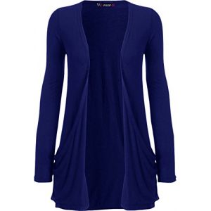 WearAll Cardigan boyfriend &agrave; manches longues pour femme 8-22, bleu &eacute;lectrique, S-M (WearAll, neuf)