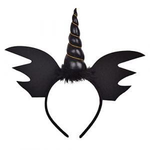 Beaupretty bandeau licorne casque de licorne cerceau de cheveux cosplay déguisement de sorcière femme halloween hallowen bandeaux décoratifs de fête bandeau design licorne en tissu Black (lorianca, neuf)