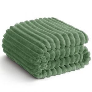 WAVVE Plaid Couverture Polaire 220x240 cm, Flanelle Couverture lit 2 Personnes, Jet&eacute; de Canap&eacute; Chaude et Douce Vert, Plaid Fourrure Canap&eacute; Grand (Wavve EU, neuf)