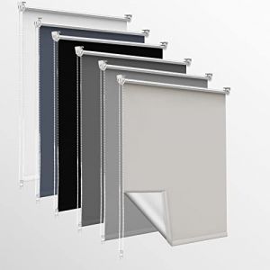 Homland Store Occultant sans Perçage, 70l x 230L cm (Largeur du Tissu 65cm) Rideaux Occultant avec Revêtement d'argent, Isolation Thermique, Installation Simple, pour Chambre, Salon, Crème (TimeLessA, neuf)