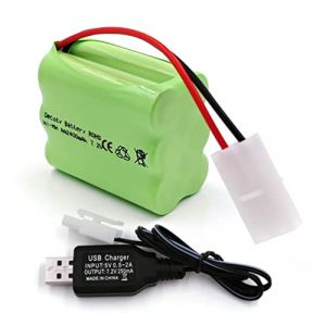 Gecoty® Batterie Ni-MH 7.2V 2400mAh, Batterie AA Rechargeable avec câble de Charge USB et Prise Tamiya pour Voiture télécommandée, réservoir de télécommande, Bateau télécommandé, Robot télécommandé (Gecoty Shop, neuf)