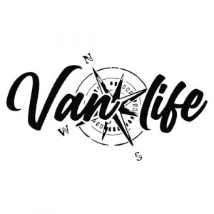 Sticker Van Life Boussole Déco - Kit stickers Van Life Camping car - Autocollant voiture moto camping car - Stickers Boussole camping car (180x97 cm, Noir) (Maseltof, neuf)