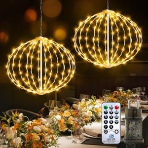 Artrastar Éclairage De Noël Extérieur 30cm 124 LED Boule Avec Minuterie Télécommande 8 Modes IP44 Boule Lumineuse Pour Jardin Balcon Terrasse Fête Blanc Chaud 2 Pièce Grande Boule (CHAOHAN-EU, neuf)