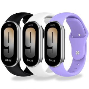 BABEJIA 3 Pi&egrave;ces Bracelets Compatibles avec Xiaomi Smart Band 10/9/8, Souples et Sportifs, avec Connecteur M&eacute;tallique, Respirants, R&eacute;glables, &Agrave; D&eacute;gagement Rapide (BABEJIA-EU, neuf)