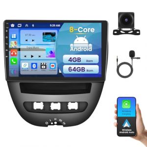 Inefala 8Core 4+64GB Autoradio Android pour Peugeot 107/ Toyota Aygo/Citroen C1 2004-2014, Carplay sans Fil Android Auto, 10.1" &Eacute;cran Poste Radio avec GPS WiFi 32EQ DSP RDS BT Cam&eacute;ra de Recul Mic (Inefala EU, neuf)