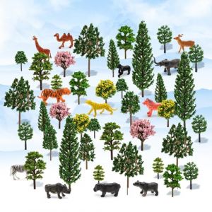 JUNUNDJING 40 Pi&egrave;ces Arbre Miniature Mod&egrave;le, 12 Mod&egrave;les Animaux, Arbre de Diorama, Mod&egrave;le Arbre en Plastique Train Arbres, Mixte Mod&egrave;le Arbres, pour Mod&egrave;le Paysages Miniatures Table de Sable Arbre (Marsden House, neuf)