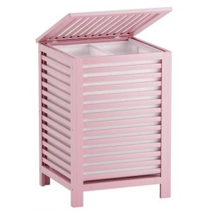 SMIBUY Double panier &agrave; linge avec couvercle, panier &agrave; linge en bambou 120L avec sac de doublure amovible, trieur &agrave; linge &agrave; 2 sections pour buanderie, salle de bains, chambre (Rose) (Smibuy direct, neuf)