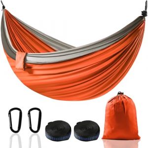 Hamac XXL 2 Places 300 x 200 cm &ndash; Pliable, Ultra-L&eacute;ger et Portable &ndash; Hamac Ext&eacute;rieur avec Capacit&eacute; de 300 kg &ndash; Id&eacute;al pour Jardin, Camping, Voyage, Balcon et Int&eacute;rieur (Orange) (DASCALU STORE S.R.L., neuf)