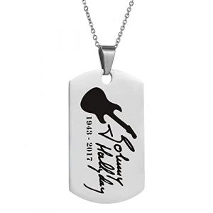 AFSTALR Johnny Hallyday Pendentif Collier Chaîne en Acier Inoxydable Bijoux Homme Cadeaux Souvenir Fan, Emballage de boîte Cadeau (new-13) (AFSTALR, neuf)