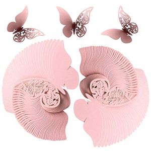 TFSYLISA Carte de Verre Marque Place Papillon de Table Nom Place Cartes Ajouré Décoration Cartes pour Mariage Baptême De Fête 100 Pcs Rose (TFSYLISA, neuf)