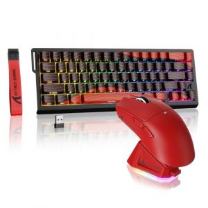 MAMBASNAKE &times; Attack Shark Clavier et Souris sans Fil &agrave; commutateurs magn&eacute;tiques, Clavier &agrave; d&eacute;clenchement Rapide 8 khz, Souris Gaming trimode 59 g pour pc/Mac(Rouge) (FreeWolf, neuf)