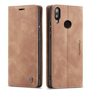 mvced Coque Compatible avec Huawei P20 Lite,Anti-Choc Housse en Cuir Premium Flip Case Portefeuille Etui,Marron (cmdkd, neuf)