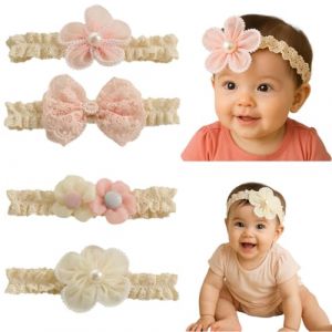 4 Pièces Bébé Bandeaux Bébé Fille Bandeau Cheveux Bande de Cheveux Arc Bande de Cheveux Bandeaux Accessoires Bébé Fille Enfant Turban Bandeau, Fleur Élastique Bande De Cheveux Accessoires (HAOBI LU, neuf)