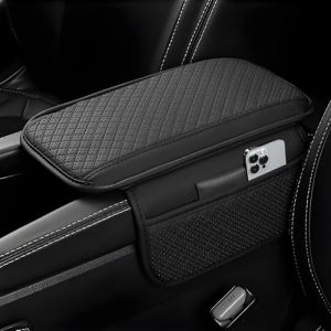 VBGURR Coussin d'accoudoir de voiture am&eacute;lior&eacute; - Tapis d'accoudoir universel pour voiture - Cuir PU r&eacute;sistant &agrave; l'usure - Tapis de console centrale auto avec 2 sacs de rangement lat&eacute;raux - Protection (Car Supplies Home, neuf)