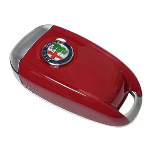 ABS Carbon Fiber Style 3D Color Black Logo Car Smart Remote Key Fob Cover Case Replace for Alfa Romeo Giulia Stelvio Tonale (Color Logo, Red) (Yao Shen8, neuf)