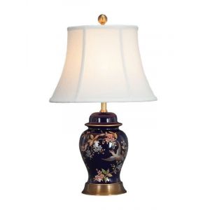 Fine Asianliving Lampe de Table en Porcelaine Chinoise Bleu Peinte &agrave; la Main D36xH60cm Lampes de Chevet Chinoise en C&eacute;ramique Oriental Asiatique Avec abat-jour E27 (Fine Asianliving, neuf)