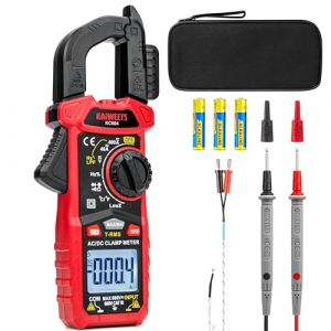 KAIWEETS Pince Ampèremètre AC/DC, Pince Multimètre Mesurer la Tension AC/DC/Courant/Température/Continuité/Diode/NCV, Pince Ampèremétrique avec Lampe de Poche, Rétro-éclairage, Mâchoire-D, KC604 (KAIWEETS Direct FR, neuf)