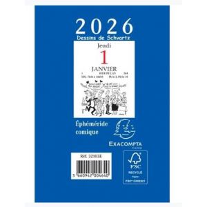 Exacompta 32103E - 1 Bloc Ephéméride Comique - Format 6,5 x 9,7 cm - Janvier 2026 à Décembre 2026 (Papeterie Libellus, neuf)